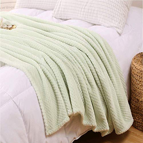 LAOSHIZI Couvertures et Plaids Couverture Polaire elaid Double Face Doux Couverture de Lit Canapé Vert Clair(150cm*200cm) Cover