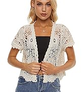 Women's Short Sleeve Bolero Shrugs Crochet Lace Open Cardigan