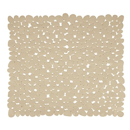 MSV Alfombra de Ducha, Diseño Piedras, Plástico y PVC, Beige, 53x53x1 cm