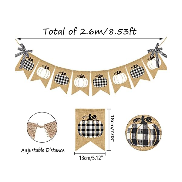   Doumeny-Plaid-Pumpkin-Burlap-Banner-Buffalo-Check-Fall-Banner-Jute-White-Pumpkins-Bunting-Garland-Autumn-Harvest-Bunting-Flag-Thanksgiving-Party-Banner-for-Home-Wall-Mantel-Fireplace-Farmhouse-Decor