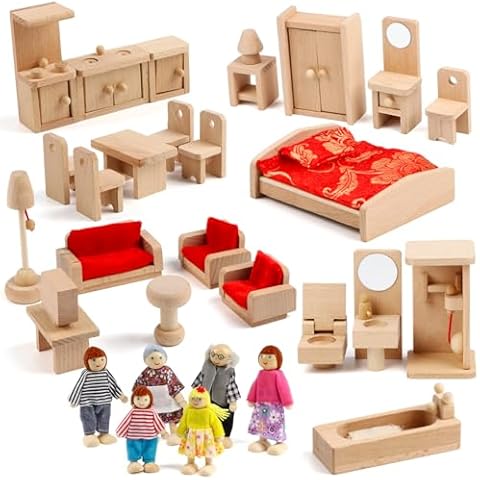 KABENFIS Dollhouse Furniture Set with Dolls Cover