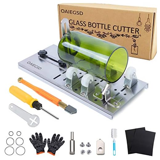 OAIEGSD Glass Bottle Cutter, Glass Cutter for Bottles for Cutting Wine, Beer, Mason Jars, Whiskey, Round, Square and Oval Bottles, Bottle Cutter & Glass Cutter Bundle for DIY Project Crafts