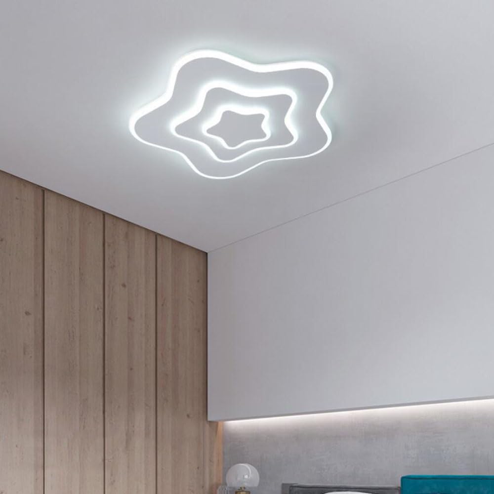 Kreatywna Lampa Do Pokoju Dziecięcego W Kształcie Pięcioramiennej Gwiazdy Zimne Białe Światło, Lampa Sufitowa W Stylu Nordyckim Minimalistycznym Energooszczędna Lampa Emitująca Światło Z Boku STVDEDG