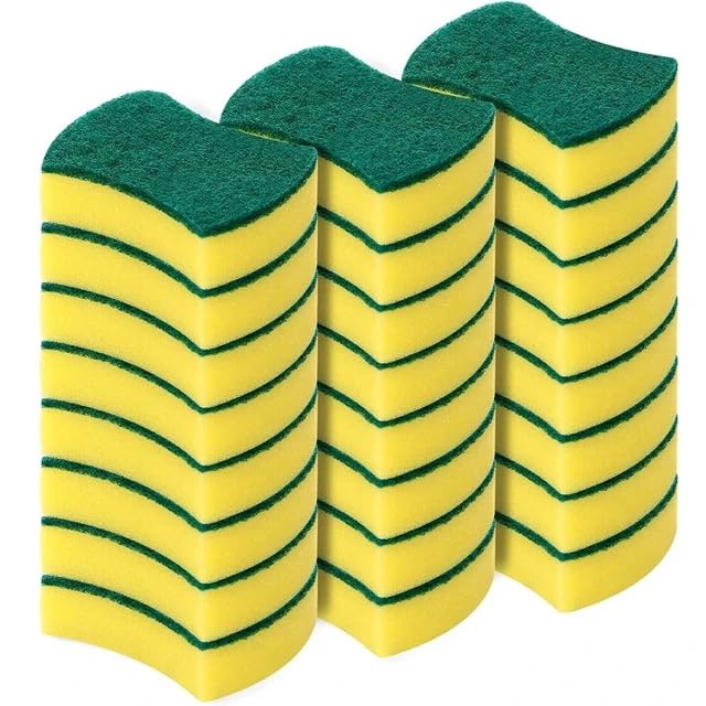 Bizzal 24pcs,Cleaning Sponge, Dishes Scrubbing Brush, Pot Scruber, Microfiber Dish Cloths, Scouring Pads, Cleaning Tools, Kitchen Accessories, Kitchen Gadgets, Cleaning Stuff [24pcs]