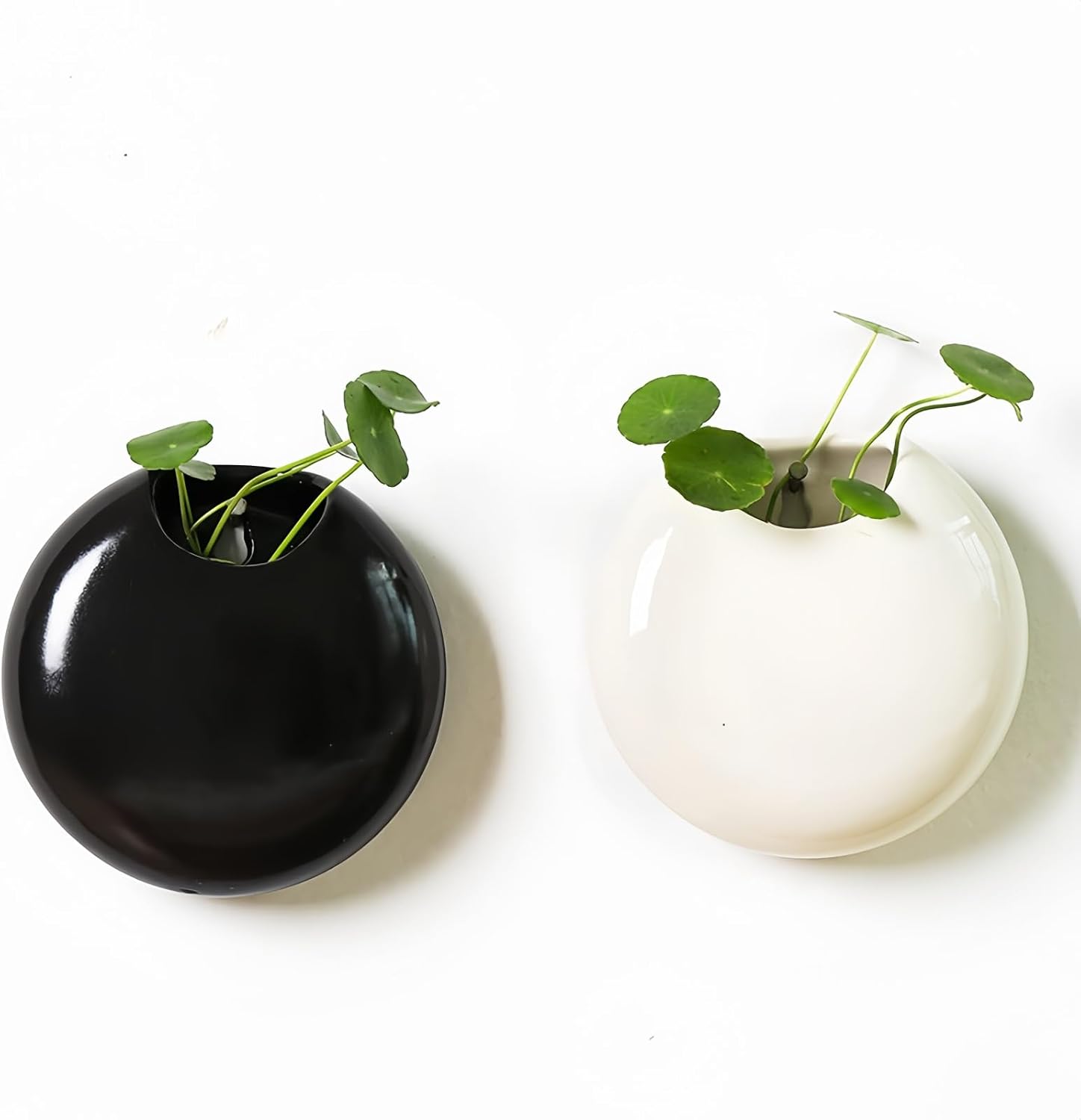 2 Pack Wall Hanging Planters, 4 Inch Round Ceramic Wall Mounted Planter Holder for Propagating Hydroponics Plants, Air Plants, Succulent (Plant NOT Included)