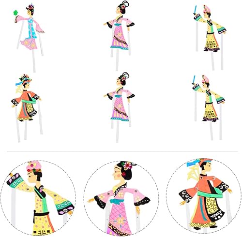 Miniatura 9 de Kit de juguete de marionetas de sombra china 6 piezas de cuento de hadas modelo de marionetas de sombra Juguetes tradicionales de sombras títeres de