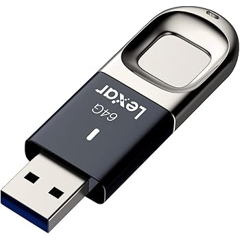 Lexar LJDF35-64GBNL Jumpdrive Fingerprint F35 64 GB USB 3.0 Flash Drive, Black/Silver