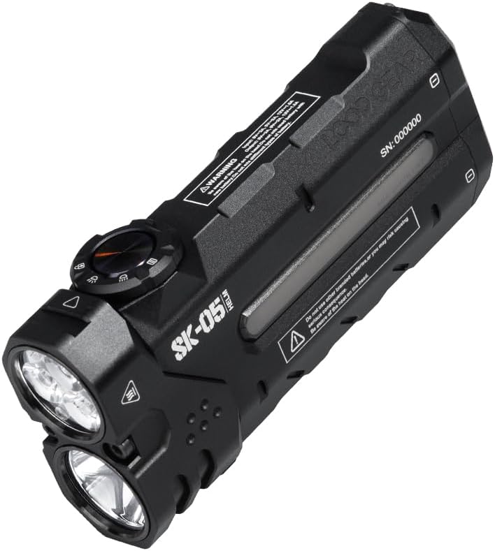 SK05 Flat LED Torch with 6000mAh Power Bank, 2850 Lumens, Floodlight, Spotlight & Sidelight, Magnetic Tail, IP68 Waterproof, Super Bright EDC Torch for Camping Hiking Emergency & Survival
