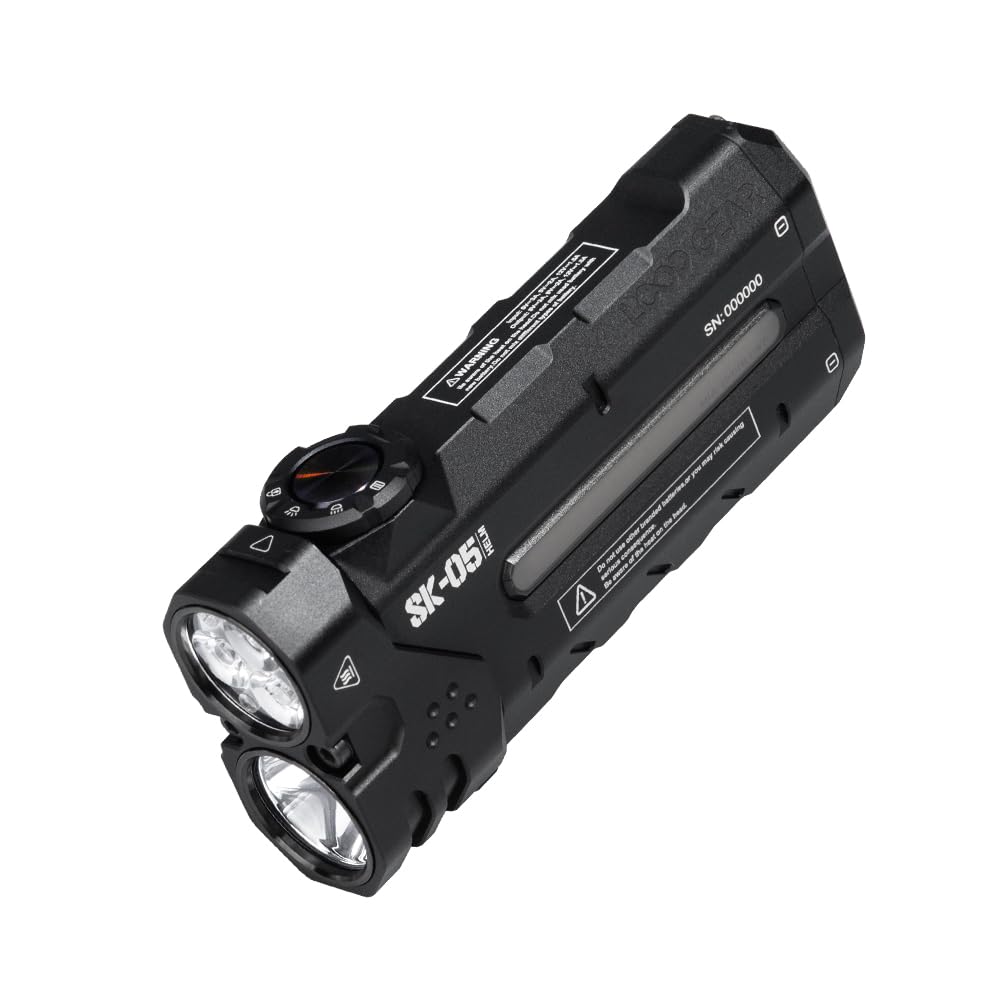LOOP GEAR SK05 Flat LED Torch with 6000mAh Power Bank, 2850 Lumens, Floodlight, Spotlight & Sidelight, Magnetic Tail, IP68 Waterproof, Super Bright EDC Torch for Camping Hiking Emergency & Survival