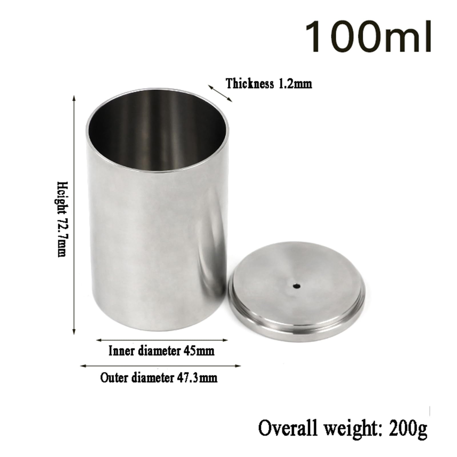 Verre De Densité De Peinture 100ml, Tasse De Densité De Peinture en Acier Inoxydable, Pesomètre Bouteille Densimètre pour Mesurer La Densité du Revêtement