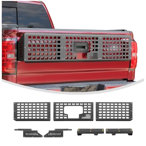 Linskip Tailgate Bed Molle Expansion Panel Compatible with 2014-2018 Chevy Silverado & GMC Sierra 1500 2500HD 3500HD, Rear Gate MOLLE Racks, Cargo Carrier Tool Organizer, Exterior Accessories