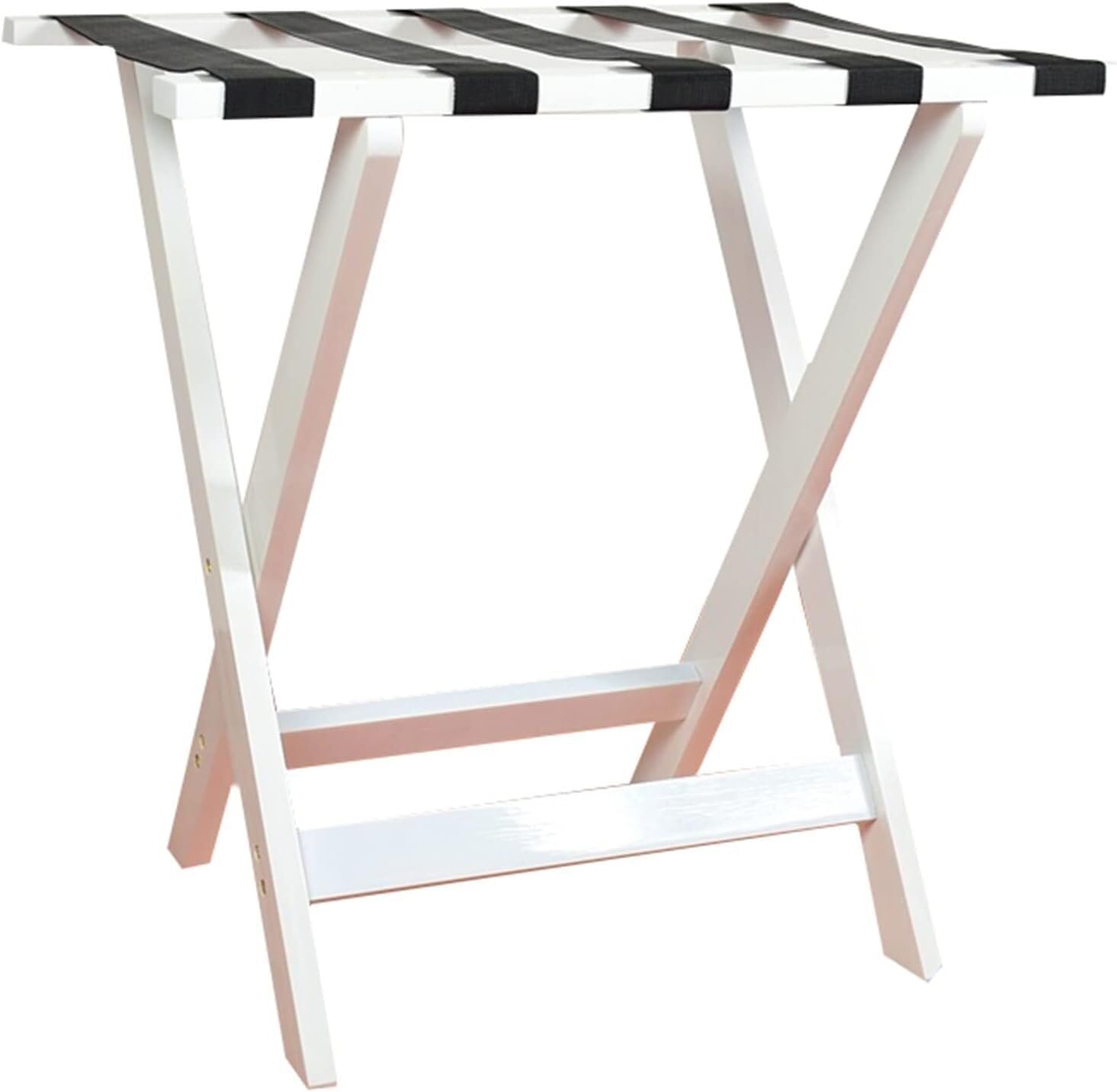 TIST Luggage Rack White Finish Wood Hotel Luggage Rack,Straight Leg Luggage Rack Folding Luggage Rack
