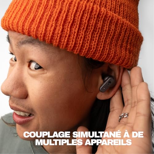 Skullcandy Dime 3 Écouteurs sans Fil, Casque Bluetooth, Conception Isolante du Bruit, Jusqu’à 20 Heures d’Autonomie, Transport Facile avec Étui à Clipser Partout - Noir
