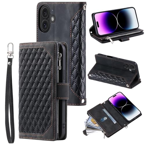 Housse portefeuille de luxe noire avec dragonne pour sécuriser votre nouveau téléphone