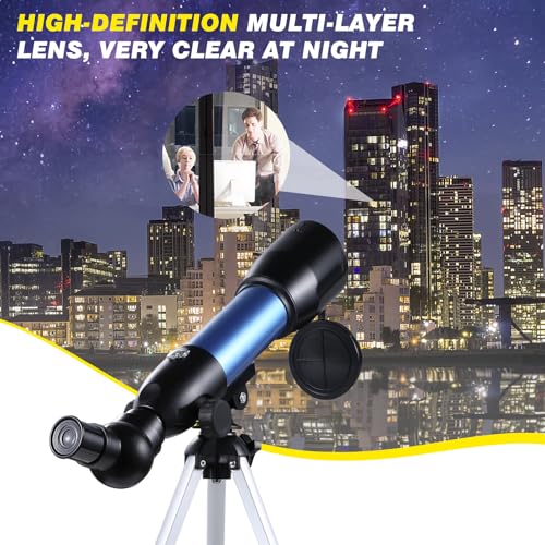 Astronomisches Teleskop für Kinder, (Blau) 360/50mm HD Refraktor Teleskop, Tragbares Teleskop für Einsteiger, Ideal zur Beobachtung von Himmel und Landschaft, Festival Geschenk für Kinder