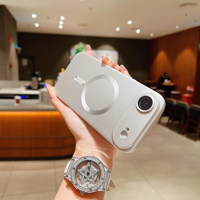 Image of LuxuryKase Premium MagSafe Case for iPhone Air | Shockproof & Anti-Scratch Cover | Soft Silicone with Wireless Charging | Camera Lens Guard - Silver