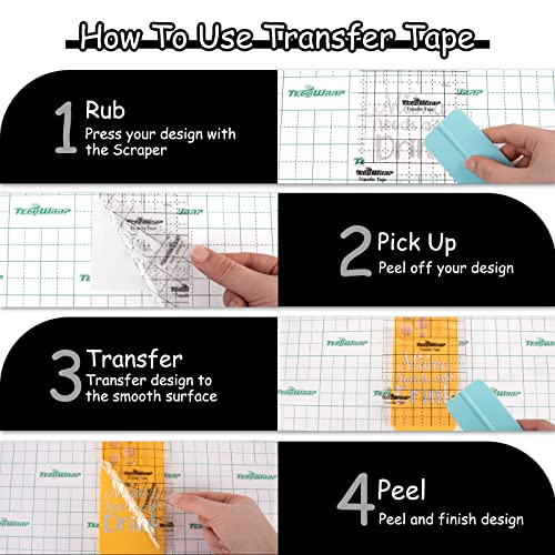 Teckwrap Transfer Tape For Vinyl Medium Tack 12” X 30Ft Alignment Black Grid Application Tape Perfect For Craft Adhesive Vinyl For Signs,Stickers,Decals,Walls,Doors, Windows #TOP3