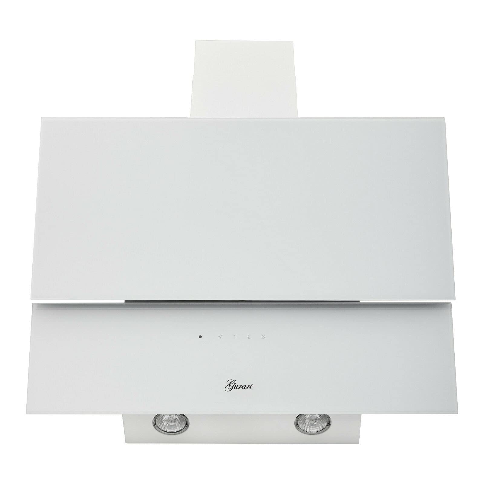 Hotte 80 cm GURARI GCH D 268 WH 8 Prime/Hotte Blanc Verre à Commande Tactile/Hotte éclairage LED inclinée/Hotte de Cuisine Classe A avec filtre à charbon/Hotte Aspirante