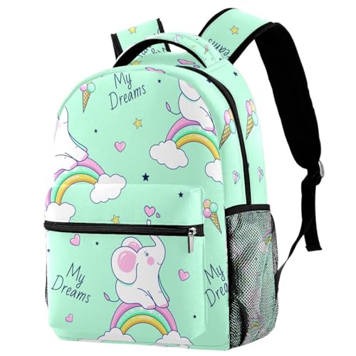 Sac à dos d'école ado fille garçon motif éléphant multicolore pour voyage