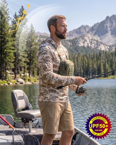 Image of FISHEAL Men's Camo Fishing Hoodie, UPF 50+ Long Sleeve Sun Protection Shirt