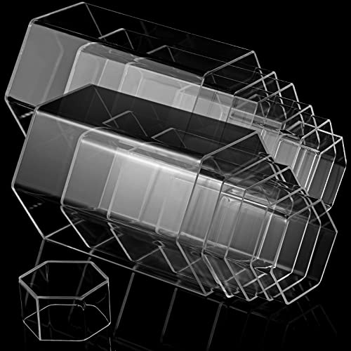 Jetec Hexagonal Jewelry Display Risers Riser Stands Acrylic Showcase Stand For Accessories Display, 6 Sizes (Clear, 12) #TOP1