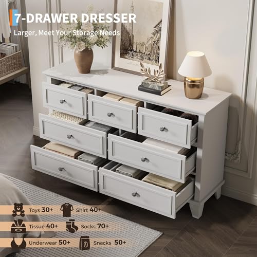 IDEALHOUSE7 Drawer Dresser, Oak White Storage Chest by IDEALHOUSE - Image 6