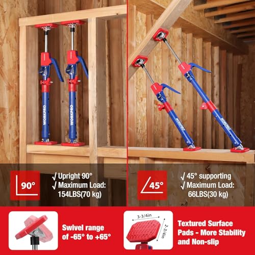 Image of WORKPRO Cabinet Jacks, 18-1 /2 inch to 29-1 /2 inch Adjustable Support Pole, 4-Pack