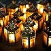 Mini Star Lantern with Flickering LED,Battery Included,Decorative Hanging Light,Christmas Decoration,Indoor Candle Lamp,Battery Lantern Indoor Use,Zkee(Set of 6 Copper Brushed)