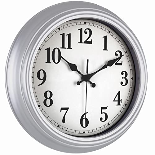 Jenlystime 12 Inch Retro Wall Clock Silent Non Ticking Battery Operated Movement Easy To Read Wall Clocks Decorate For Bedroom Living Room Kitchen Office(Silver) #TOP1