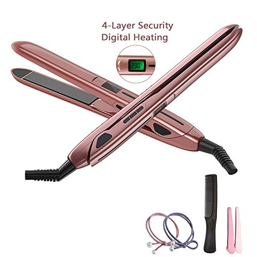 Hair Straightener, Mangee Tourmaline Ceramic Flat Iron for All Hair Types with Adjustable Temperature Professional Straightener and Salon High Heat 200℉-450℉ Heats Up Fast