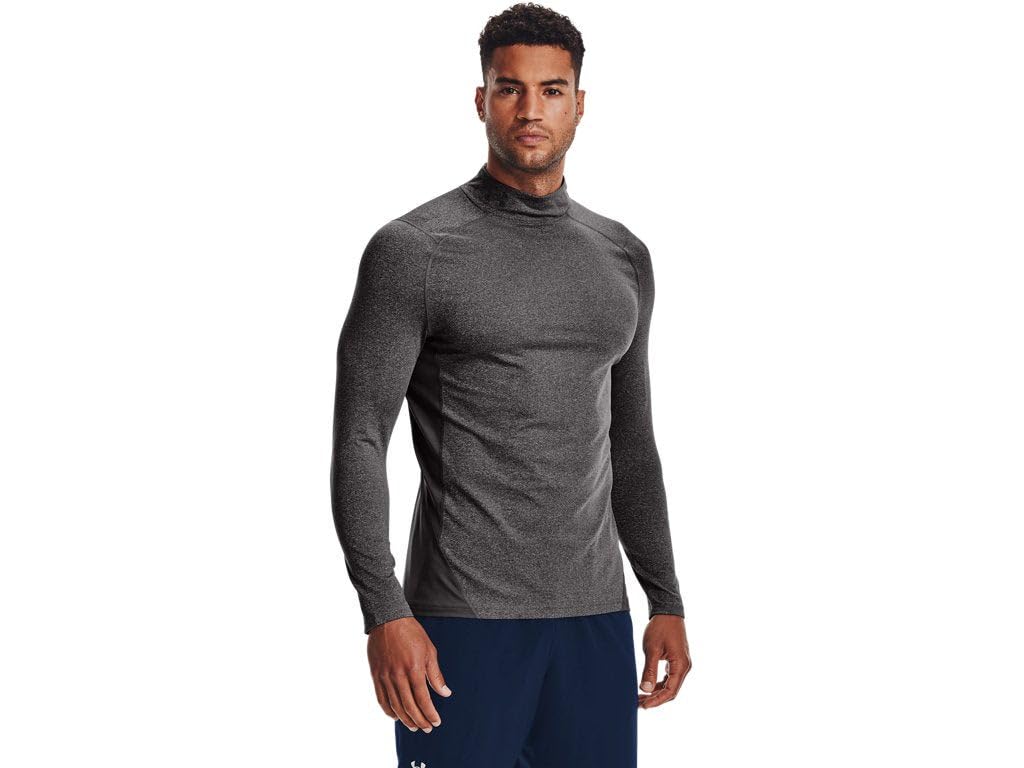 Under Armour Herren ColdGear Armour Fitted Mock T-Shirt, Herren, T-Shirt, 1366066-020, Charcoal Light Heather/Schwarz (020), XL Tall