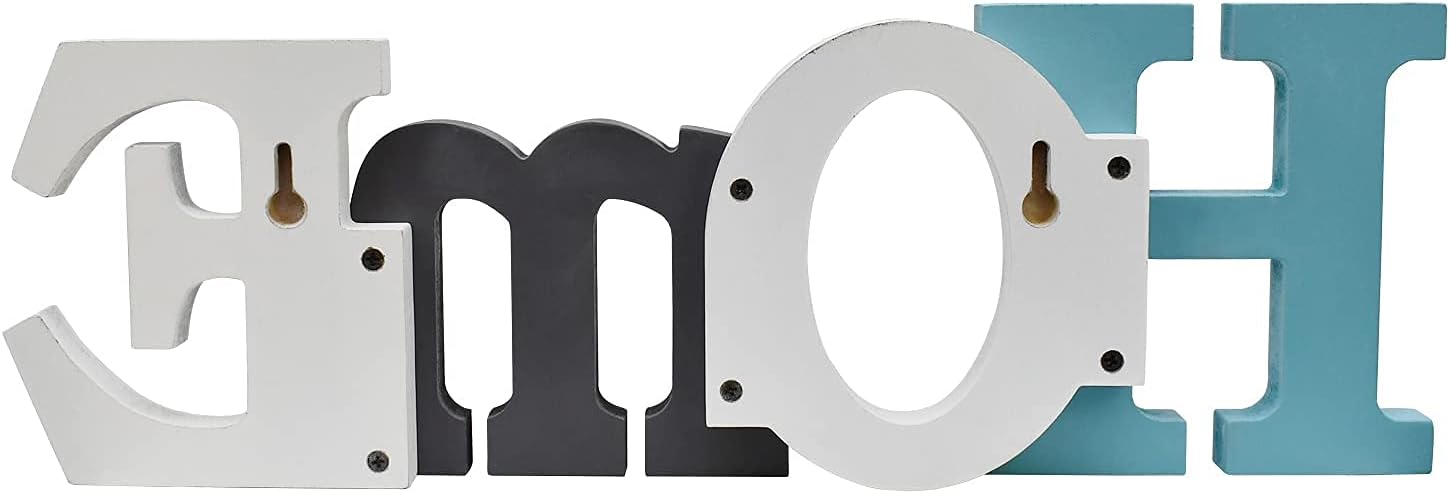 Linfevisi Wooden Home Sign Aqua Hanging Block Letters Sign Rustic Freestanding Wood Word Decor Decorative Home Table Sign Cutout Word Art Wall Decor (Home) - Image 5