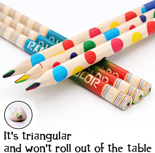 10pcs Colouring Pencils Rainbow Coloured Pencils With Pencil Sharpener, Wooden Colouring Pencils for Adults and Children, 4 in 1 Prismacolor Pencils Set With Vibrant Color Combinations For Drawing