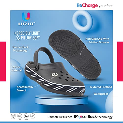 Image of URJO Tread Men's Clogs /Sandals with Adjustable Back Strap Ultra Soft & Flexibility Anti Skid Comfortable Waterproof Daily Mules Clogs /Sandals for Men