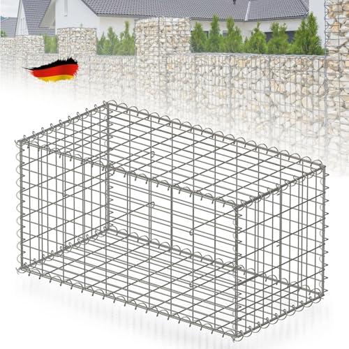 Gabion en acier anti-rouille pour pierre,Clôture décorative,Muret en acier pour un aménagement extérieur stylé (Argenté, L100 x H50 x P50 cm)