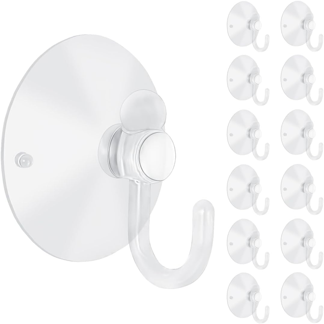 200 Pieces Large Suction Cups with Hooks 2 inch Clear Plastic Sucker Hooks for Glass Window Wall Festivals Parties Theme Carnival Decoration Door Bathroom Kitchen