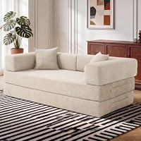 160cm Double Boneless Couch Sofa Bed for Living Room Beige