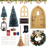 Juego completo de puerta de gnoblez, 15 miniaturas para puerta de amigo invisible, juego de decoración navideña, decoración navideña, juego de decoración de Navidad, 1:12, casa de muñecas, escena en