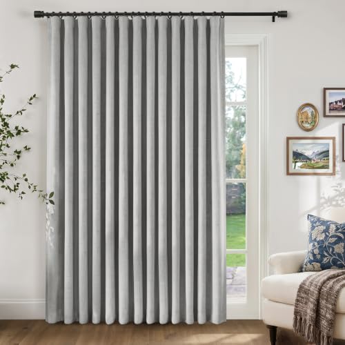INOVADAY 100% Blackout Sliding Door Curtains, 1 Panel, W100xL96, Grey