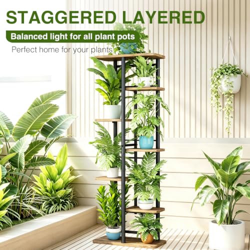 Image of LINZINAR Plant Stand Indoor 7 Tier Metal Corner Tall Flower Shelf