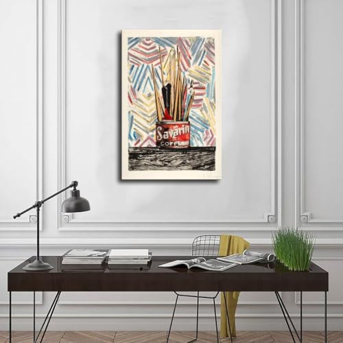 Toile Savarin Jasper Johns d&eacute;coration murale de qualit&eacute; sup&eacute;rieure encadr&eacute;e - 3
