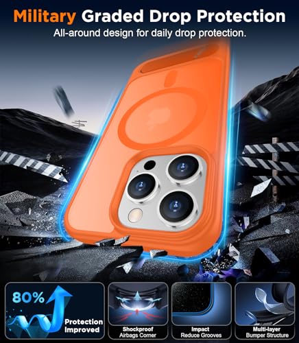 Image of Magnetic Compatible with iPhone 13 Pro Max Case, [Built-in Invisible Kickstand][Compatible with MagSafe][Military Grade Shockproof] Slim Translucent Matte Phone Case for iPhone 13 Pro Max 6.7 inch