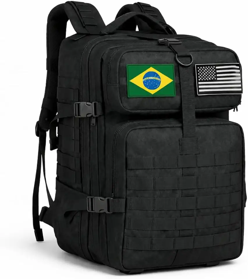 Mochila Tática Estilo Militar de 40 Litros com Bolsos Frontais e Compa