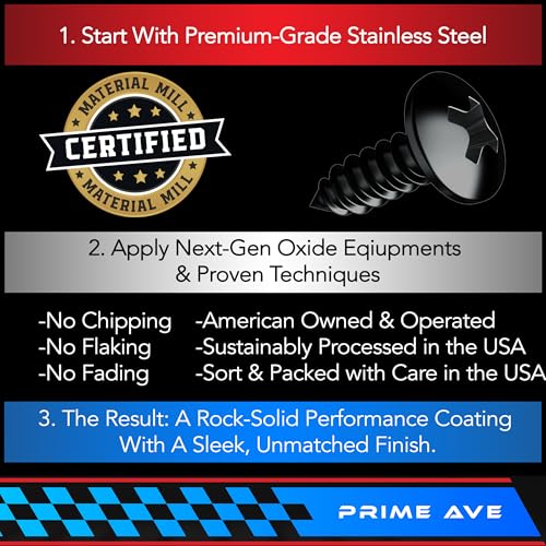 image for PRIME AVE Black Oxide Stainless Steel License Plate Screws with Nylon 