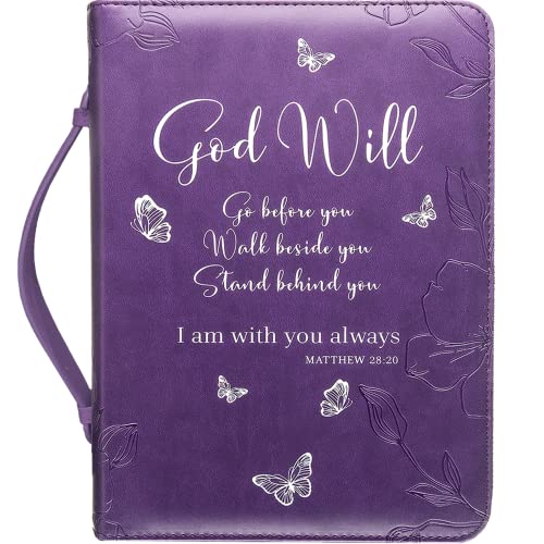 Bible Covers For Women And Girls - Leather Bible Case Bag Large And Medium Size Fits Books Up To 10.1 X 7 X 1.9 Inches - Gift For Women Bright Goods By Dehite - Purple Faux Pu Leather Bible Accessory #TOP5