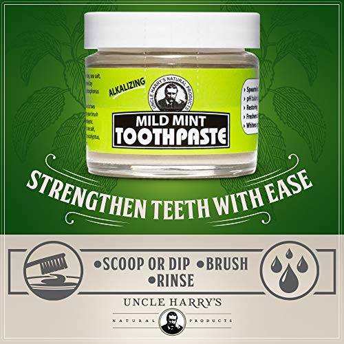 Uncle Harry's Mild Mint Remineralizing Toothpaste | Natural Whitening Toothpaste Freshens Breath & Promotes Enamel | Vegan Fluoride Free Toothpaste #TOP5