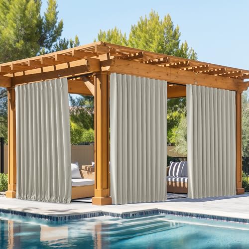 NICETOWN 2 Panels Outdoor Curtains Waterproof Pocket & Back Tab