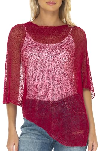Image of SHU-SHI Womens Sheer Knit Poncho Shrug Lightweight Cover Up One Size Fits Most