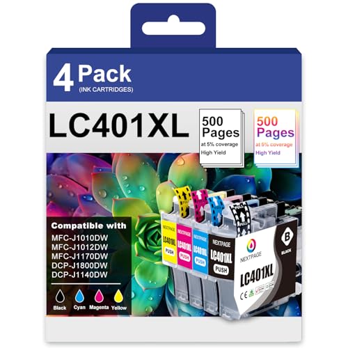 Cartouche Brother LC401XL anti-bavure pour imprimante multifonction MFC-J1800DW et J1010DW