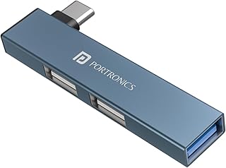 Portronics Mport Mino C USB Dock High Speed 3-Port USB 2.0, Aluminium Alloy Body, USB Type-C (Grey) Price In India